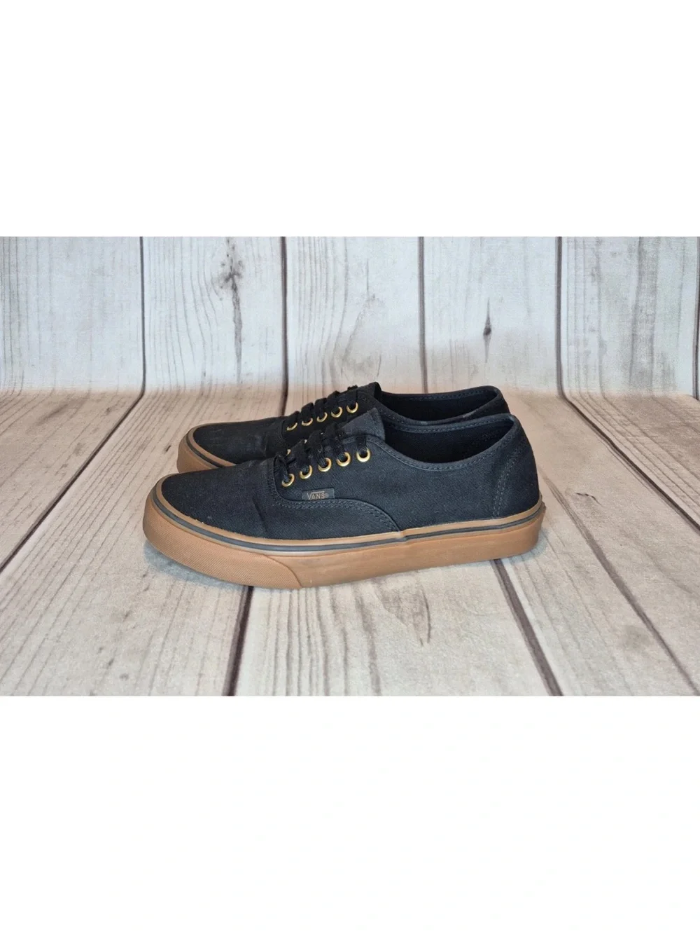 Vans Authentic Black/Gum Canvas Bronze Eyelet Sneakers Men’s Size 9.5/Women’s 11